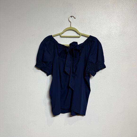J. Crew Navy Tie Back Blouse Sz M NWT - Picture 9 of 12